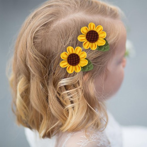 Hawaiian Sunflower Hair Clips for Toddler Baby Girls - 2Pcs Sunflower Alligator Hair Barrettes Duck Billed Hair Clips Flowers Hair Accessories for Infant Kids Girls Teens Summer Beach Party Hair Pins
