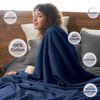 PHF 100% Cotton Waffle Weave Throw Blanket 50"x60"-Lightweight Washed Soft Breathable Blanket for Adults and Kids-Great Blanket Layer for Couch Bed Sofa-Elegant Home Decoration-Navy Blue/Bright Blue