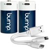 bump D 1.5V Rechargeable Batteries - 2 Pack - Lithium Ion, High Output, Fast & Long Lasting USB-C Charge, Use in Flashlights, Devices w/Extended Running Time Requirements, Charger Cable Included