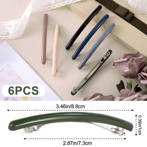 Joez Wonderful Hair Barrettes for Women, French No Slip Flat Clips, Claw Clasps for Thin Hair Styling Accessories - 6pcs