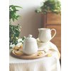 Sweese 12 Ounce Porcelain Sugar and Creamer Set, Coffee Serving Set, 3 Piece with Cream Pitcher, Sugar Bowl with Lid and Spoon, White - 480.101