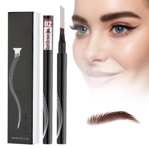 2 PC Magic Eyebrow Pencil, Upgraded 4 Micro-Fork Tipped Magic Eyebrow Pencil, New 3D Waterproof Microblading Eyebrow Pencil, Long-Lasting Microblading Eyebrow Pencils for Natural Makeup (Dark Brown)