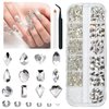 1300Pcs Crystal White Nail Art Rhinestones Crystal Clear Nail Charms 60 Multi Shapes Crystal Flatback Rhinestones Big Gems +1240 Round Beads K9 Glass Stones Diamonds jewels for Nails Faces Eyes Makeup