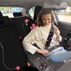 BBTO 19 Pcs Embroidery Cute Flower Car Accessories Set Include Car Seat Covers, Steering Wheel Cover, Car Air Vent Clips, Car Cup Mats, Center Console Pad, Seat Belt Cover for Girl Women Car Decor