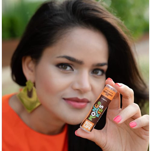 Eco Lips Mongo Kiss Organic Lip Balm 4 Pack Blood Orange, Yumberry, Strawberry Lavender, Black Cherry - 100 Percent USDA Organic - Soothe, Moisturize Dry