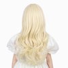 Ufindcos Light Blonde Wig for Kids Long Wavy Curly Blonde Hair Wig for Child Blonde Wig with Bangs for Girls Natural Synthetic Wig with Wig Cap