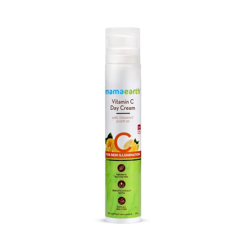 Mamaearth Vitamin C Day Cream with SPF 20 | Fights Signs of Aging and Illuminates Skin | Protects Against UVA & UVB Rays | Unisex Moisturizer | 1.76 Oz/50g
