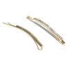 Luxxii - 1 Row Clear Rhinestone Crystal Hair Barrette Clip Hair Pin (Pack 2) (Gold Tone, 2 Count)