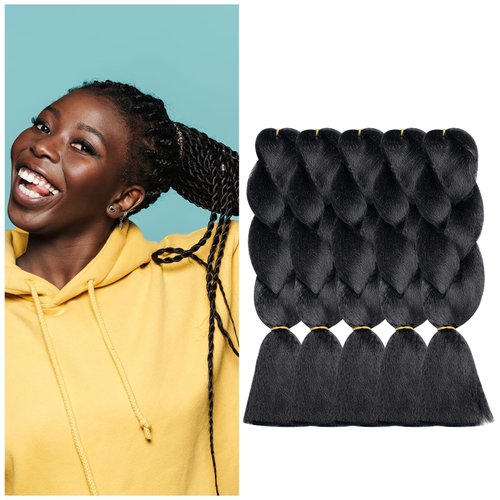 BLACK 'N GOLD CLASSIC Braiding Hair, 25" Jumbo Synthetic Crochet Braids Hair Extensions, Pack of 5 Bundles, Professional ltch Free Hot Water Setting Twist Hair(#3 Dark Brown)