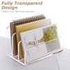 SANRUI Acrylic File Mail Desktop Organizer Sorters,3 Compartments Laddered Clear Desk Letter Organizer Office Document Sorter,Multifunction Envelope Folder Racks Holders for Office,Home, School