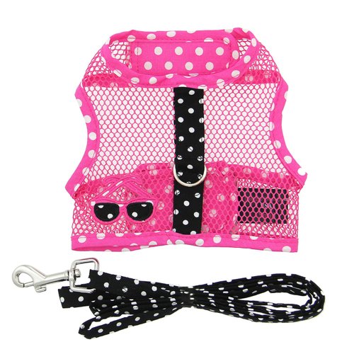 Doggie Design Cool Mesh Dog Harness Under the Sea Collection - Sunglasses Pink and Black (S)