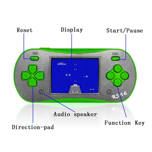 Handheld Game Player for Kids Adults- FAMILY POCKET RS16 Portable Classic Game Controller Built-in 260 Game 2.5 inch LCD Retro Arcade Video Game System Children's Birthday Gift (Green)