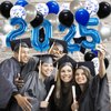 New Years Eve Party Supplies, Graduation Decorations Class of 2025 Party Balloons, 40in 2025 Foil Balloons, Latex Balloons for Birthday Wedding Prom Night Anniversary Bachelorette (Navy Blue Black)