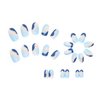 24 Pcs Blue Press on Nails Short, Oval Shape Fake Nails Almond Glossy Full Cover Reusable False Nails French Stripe Wave Artificial Acrylic Nails Women Glue on Nails Manicure Stick on Nails for Set