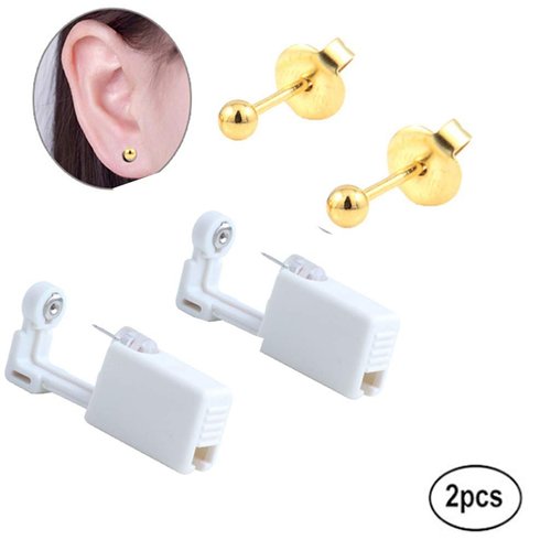 silver angel Ear Piercing Gun Disposable Self Mixed Colors Ear Piercing Gun Kit Safety Ear Piercing Gun Kit Tool For Women Men (Gold)