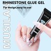 MUSILAN Nail Rhinestone Glue Gel for Nails,45g Super Strong Gel Nail Glue for Nail Glitters Nail Gems, Gel Nail Glue for Nail Jewels Nail Crystals Nail Decorations 3D Nail Adhesive Charms Sequins