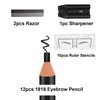 Brow Pencil Mapping Kit 12pcs Microblading Eyebrows Pencil 1pc Permanent Makeup Eyebrow Pencil Duckbill Sharpener 2pcs Razors 10pcs Eyebrow Mapping Stickers (Grey Pencil)