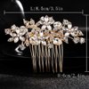 Foyte Crystal Bride Wedding Hair Comb Silver Flower Bridal Headpieces Leaf Hair Pieces Rhinestone Bridesmaid Side Combs Hair Accessories for Women (gold flower)