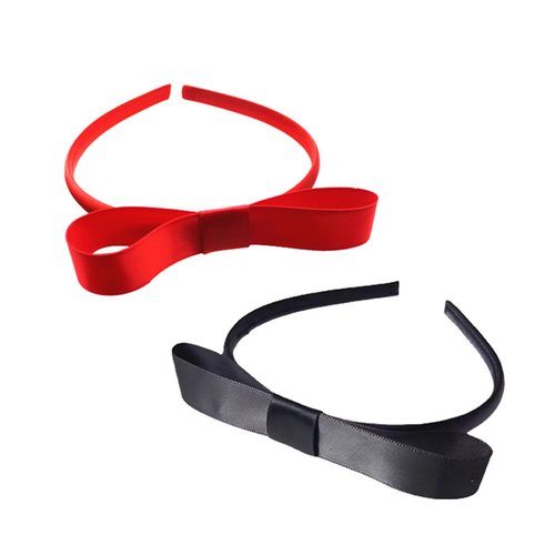 Spenlly 2Pcs Bow Headbands for Women Girls, Cute Hair Bow Hairband Headwear Cosplay Halloween Party Hair Accessories (A-Black Red, One Size)