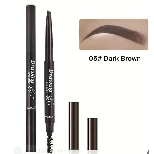 Long-Lasting Double-Ended Eyebrow Pencil with Automatic Rotation and Waterproof Formula- Easy to Apply with Eyebrow Brush (Dark Brown)