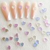 210 Pcs Clear Heart Nail Art Charms, 3D Mixed Size Love Hearts Rhinestones Flat Jelly Resin Crystal Jewelry Diamonds for Acrylic Nail Supplies, with Gold Caviar Beads Manicure Decoration Accessories
