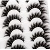 Poolunch False Eyelashes Fluffy Cat Eye Look 8D Crossed Wispy Natural Faux Mink Lashes Fake Eyelashes 7 Pairs Pack