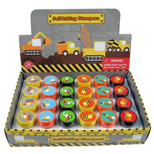 TINYMILLS 24 Pcs Construction Trucks Stampers for Kids Garbage Truck Dump Truck Party Favors Giveaways Classrooom Rewards Pinata Fillers Party Treat Goody Bag Stuffers