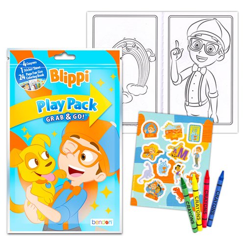 Blippi Birthday Party Favors and Supplies Bundle - 12 Blippi Activity Play Packs for Boys, Girls with Mini Coloring Books, Loot Bags, and More.