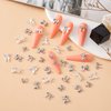 HINZIC 60PCS Bow Nail Charm 3D Silver Nail Bows 6 Styles Mini Alloy Bowknot Diamonds Butterfly Gems Christmas Wedding Prom Crystal Rhinestones Decoration for Women Girls Crafts DIY