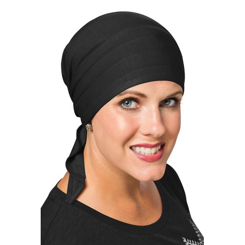 Cardani Instant Tie Pre-Tied Head Scarf in Luxury Bamboo Luxury Bamboo - Black