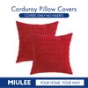 MIULEE Pack of 2 Red Corduroy Decorative Throw Pillow Covers 18x18 Inch Soft Boho Striped Pillow Covers Modern Farmhouse Home Decor for Sofa Living Room Couch Bed