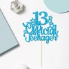 Ephlyn 1 Pack 13 Official Teenager Cake Topper Glitter Number 13 13th Birthday Cake Pick Decorations for Teen 13th Birthday Party Supplies Blue
