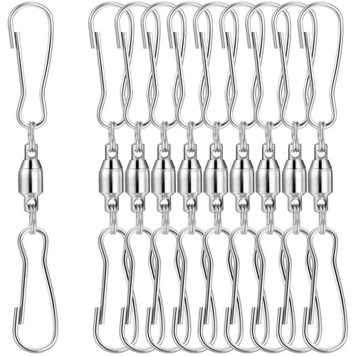TecUnite 10 Pack Swivel Hooks Clips Smooth Spinning Dual Clip Hanging Windsock Wind Spinners Wind Chimes Crystal Twisters Party Supply