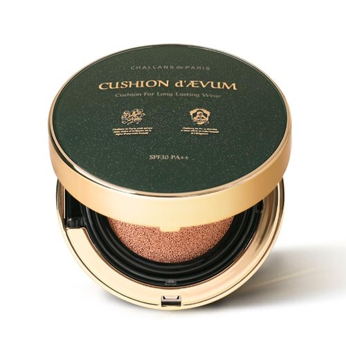 [CHALLANS de PARIS] CUSHION aevum Cream Foundation, Flawless Coverage of Skin Imperfections and Uneven Skin Tone, Long-Lasting Wear, Suitable for All Skin Types and Tones (23 Medium Beige)