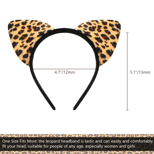 LIONSOUL Cheetah Ears Headband for Women Leopard Cheetah Print Birthday Party Decorations Supplies