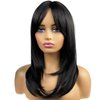 MIMISERVICE Long Black Wigs for Women,Black Wigs with Bangs Layered Shoulder Length Synthetic Wig for Daily Party (20 inch)