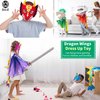 D.Q.Z 6 Pcs Dinosaur-Dragon-Wings-Costumes and Masks for Kids Dinosaur Party, Halloween Girls Boys' Dress Up Capes for Dino Birthday Party Favors