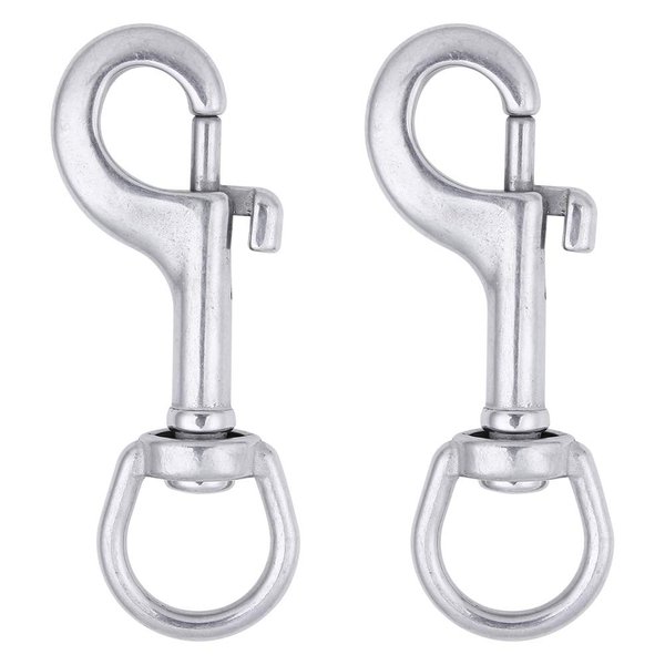 AOWISH 2-Pack 316 Stainless Steel Swivel Eye Bolt Snap Hook Marine Grade Single Ended Diving Clips for Flagpole/Pet Leash/Camera Strap/Keychains/Tarp Covers/Clothesline and More (3-1/2 inch, Silver)