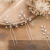 Waydress 4 Pcs Wedding Hair Pins Crystal Wedding Hair Accessory Bridal Rhinestone Hair Pieces for Bride, Bridesmaids, Women(Silver)