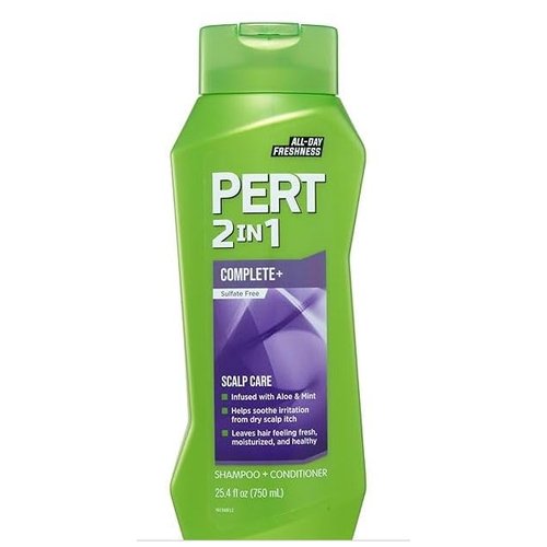 PERT 2 in 1 Complete Plus Scalp Care Shampoo and Conditioner - Itchy Scalp Treatment - Sulfate Free Shampoo and Conditioner for Healthy Hair - 25.4 oz (4 Pack)