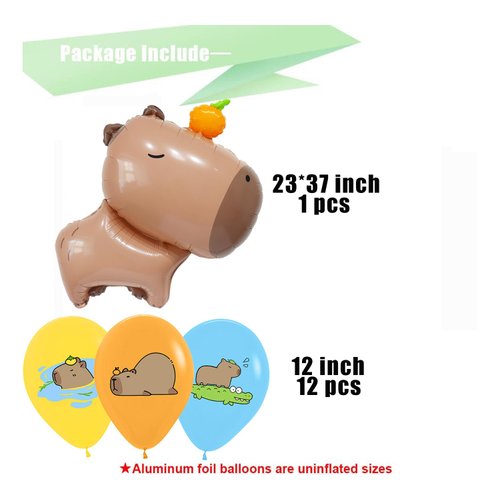 13pcs 37inch Capybara Balloon Set Capybara Animal Theme Color Aluminum Foil Latex Balloon Set for Birthday Baby Shower Anniversary Festival Balloon Party Decoration Supplies