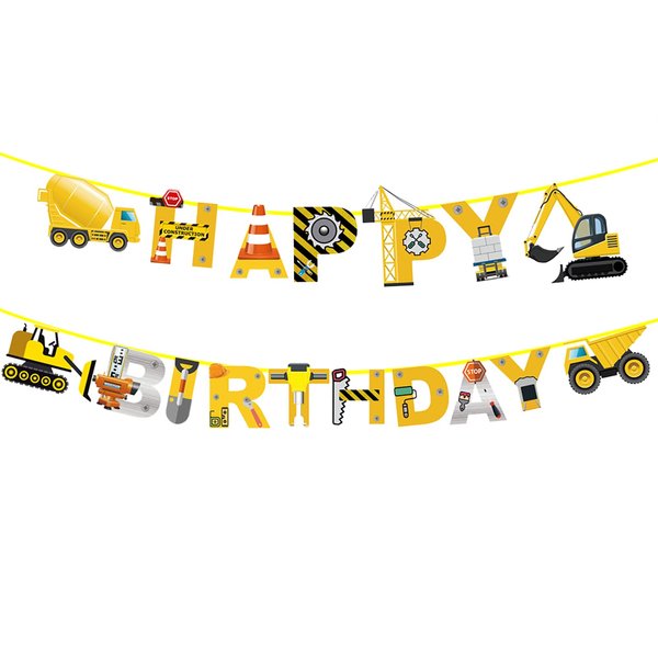 BIEUFBJI Construction Birthday Party Supplies Banner, Construction Party Supplies Decoration Set for Birthday Party, for Boys Birthday Baby Shower Engineering Theme Party Favors.