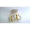 Generic Medium white iridescent gold tone textured acrylic and metal hair claw clip