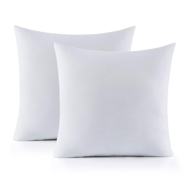 Sweet Home Collection Set-Cushion Inserts for Decorative Throw Covers Soft & Supportive Pillows for Couch, Sofa, Bed, or Chair, 2 Pack - 16" x 16", White 2 Count