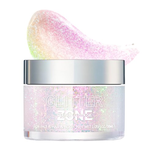 WALULAN Body Glitter Gel, Face Glitters Body Gel Sequins Shimmer Liquid,Color Changing Glitter Gel Under Light,Holographic Cosmetic Powder Festival Glitter Makeup,Eye, Face Highlighter 30ml