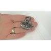 Small oval dark silver metal gray crystal pearl hair claw clip