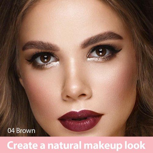 evpct 1Pcs Brown Magic Microblading Dual-Ended Eyebrow Contouring Pen Brow Pencil, with 4 Brush Micro-Fork-Tips Applicator and Precise Brush-Tip, Hair Like Strokes, with Dual-ended Eyebrow Brush