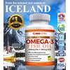 Omega 3 Fish Oil 2250mg with 1350 EPA + 900 DHA Triple Strength Wild Caught Icelandic Fish Oil 120 Capsules. Made in USA