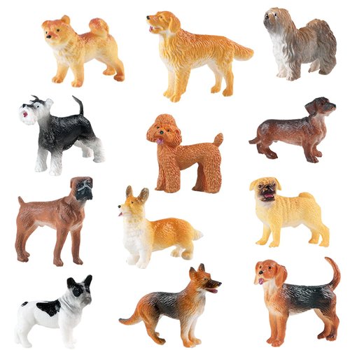 SNDAUPDAY 12PCS Mini Dog Figurines Toy Set, Realistic Plastic Puppy Figures Playset, Hand Painted Mini Dog Figures Animals Toy - Cake Toppers Easter Eggs Christmas Birthday Gift for Kids Toddlers