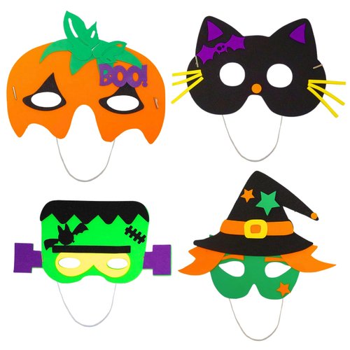 4E's Novelty Halloween Crafts for Kids 24 Pack, Self Adhesive Mask Foam Craft Kit Fall Crafts, School Home Group Activities, Party Supplies, Classroom Arts & Crafts